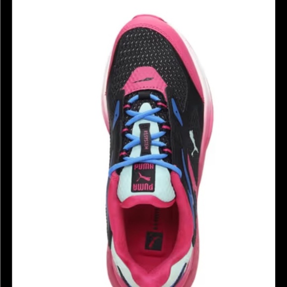 Puma Women's Black and Pink Sneakers with Blue Accents - Picture 6 of 8